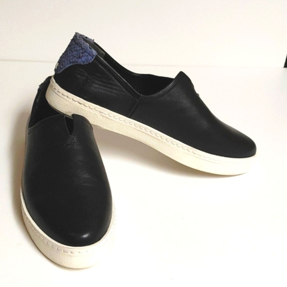 Franco Sarto Black Avant Slip On Loafer Sneakers Leather 6M